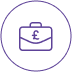 Briefcase graphic icon with pound sign for Foreign National Loans