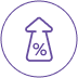 Arrow with a percentage in it icon